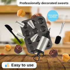 Delic - Pastry Decorating Set with Baking Mold for Perfect Muffins!