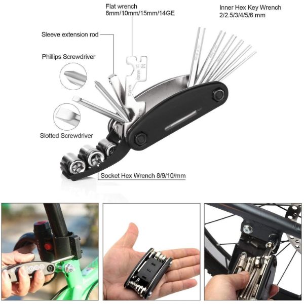 Ractorch - 15 in 1 Bicycle Repair Tool Set: Complete Cycling Equipment!