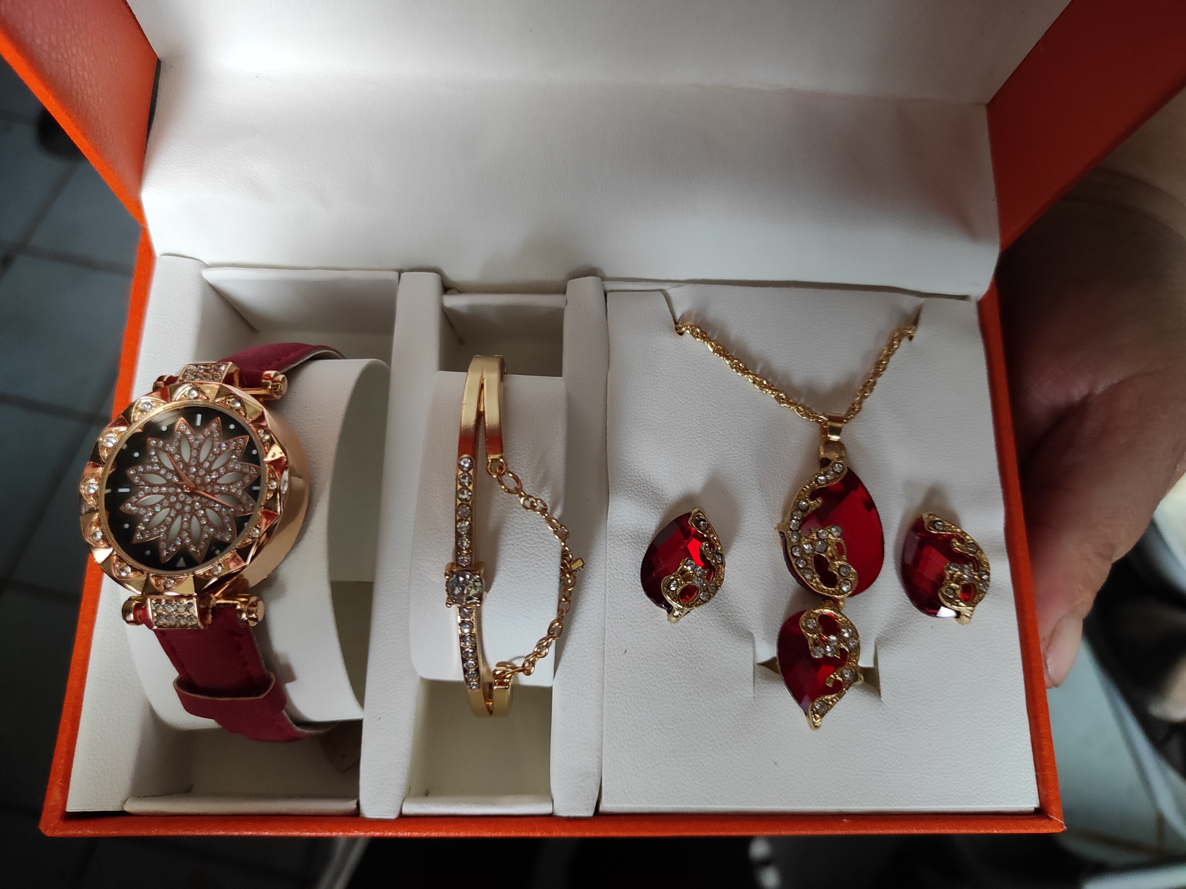 Andrix Luxury Jewelry Set - Earrings, Bracelet, Ring, Watch and Necklace