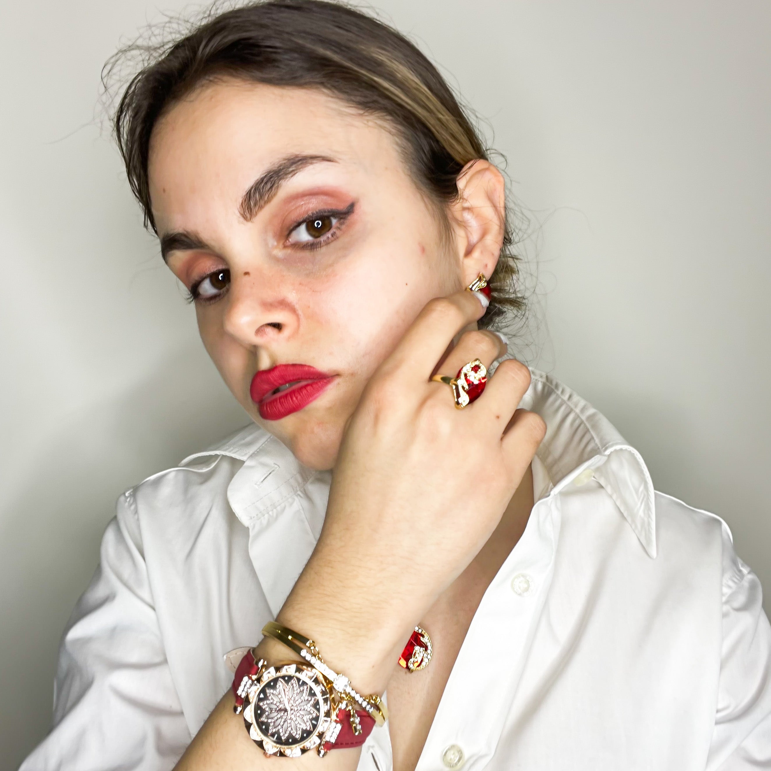 Andrix Luxury Jewelry Set - Earrings, Bracelet, Ring, Watch and Necklace