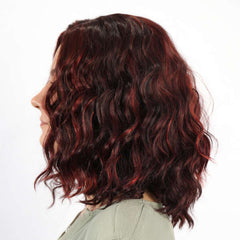 Sobsy - Modern Wig with Deep Red Waves and Highlights: Transform Your Look Effortlessly!