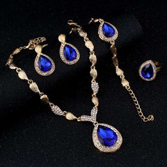 Yellty - Elegant Jewelry Set: Gold and Royal Blue Charm!