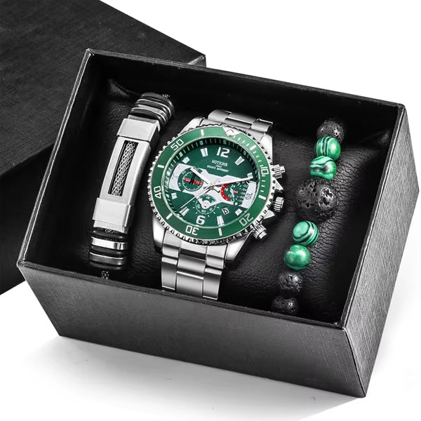 Greno - Fashionable Men's Set: Modern Watch with TWO FREE Bracelets!