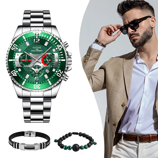 Greno - Fashionable Men's Set: Modern Watch with TWO FREE Bracelets!