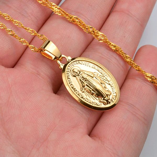 Alora Spiritual Necklace - Virgin Mary Pendant in Gold