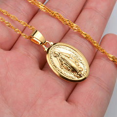 Alora Spiritual Necklace - Virgin Mary Pendant in Gold