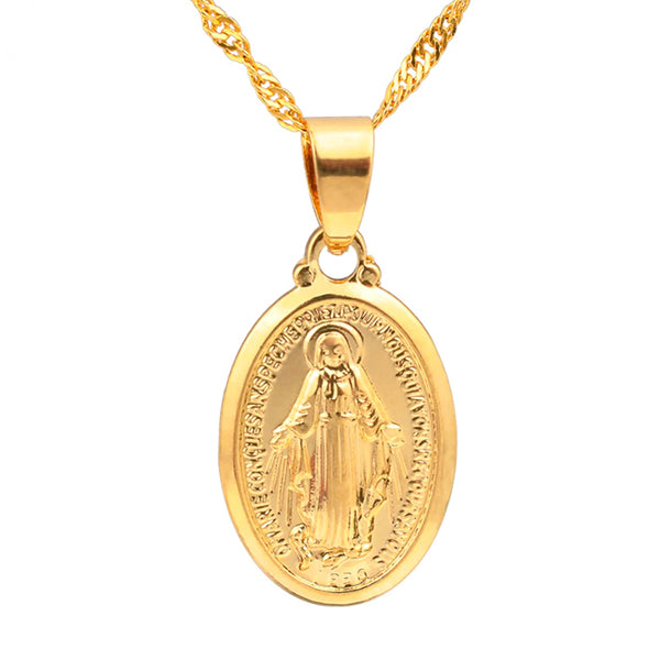 Alora Spiritual Necklace - Virgin Mary Pendant in Gold