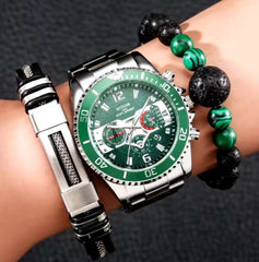 Greno - Fashionable Men's Set: Modern Watch with TWO FREE Bracelets!