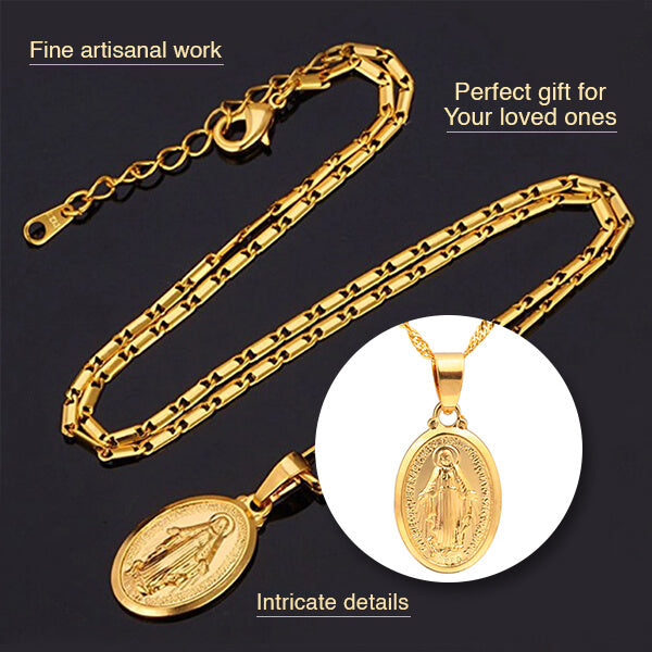 Alora Spiritual Necklace - Virgin Mary Pendant in Gold