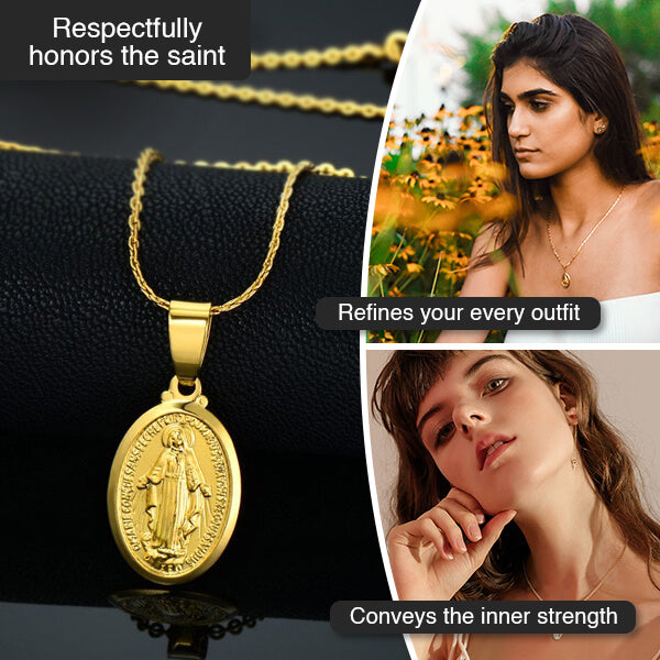 Alora Spiritual Necklace - Virgin Mary Pendant in Gold