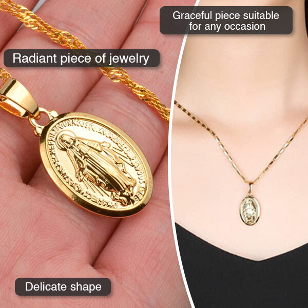 Alora Spiritual Necklace - Virgin Mary Pendant in Gold