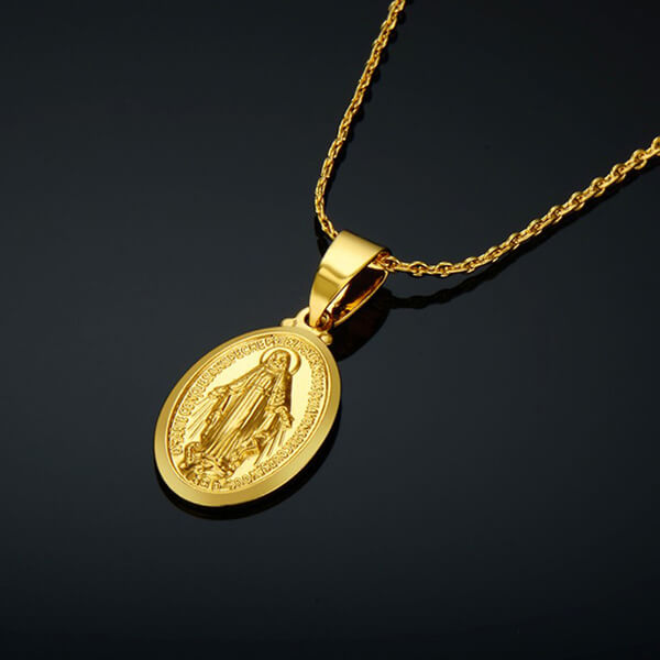 Alora Spiritual Necklace - Virgin Mary Pendant in Gold